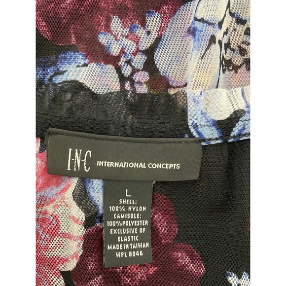 INC International Concepts women's top transparent floral size L - Picture 8 of 9